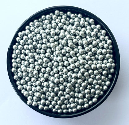 Silver Metallic Round Decoration Beads - Non-Hole Craft and Filler Supplies