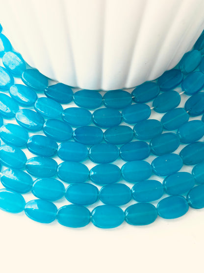Sky Blue Oval Flat Beads for Jewelry Making