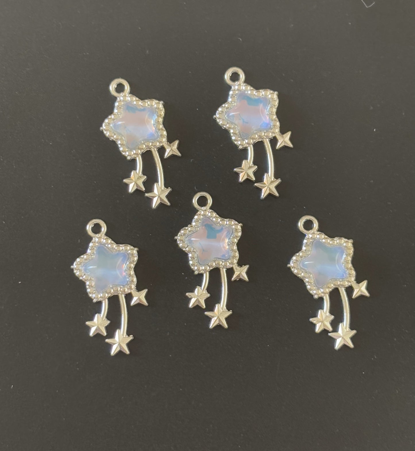 Two Pieces Shooting Star Charm Iridescent Blue