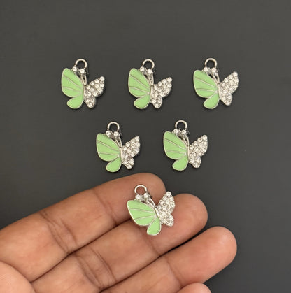 Two Pieces Green Butterfly Charms