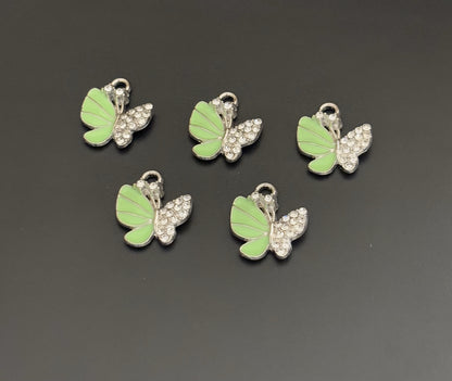 Two Pieces Green Butterfly Charms