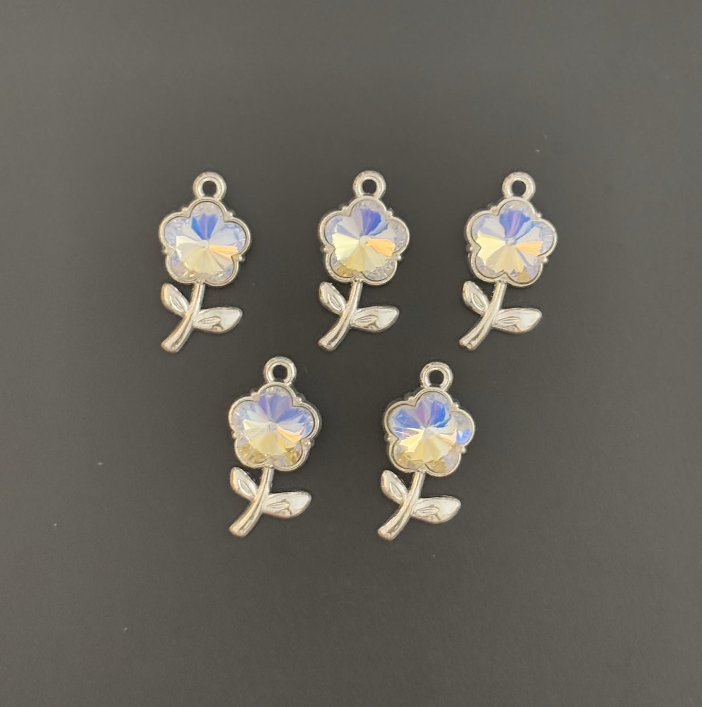 Two Pieces Iridescent Flower Charm