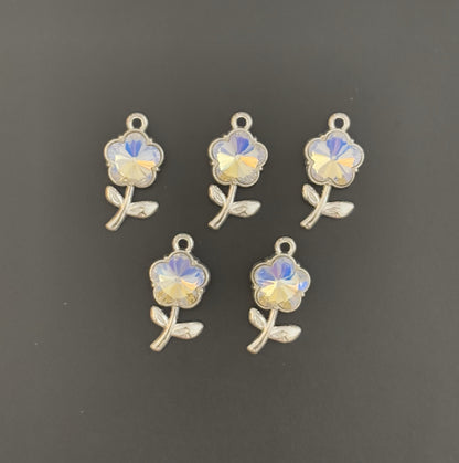 Two Pieces Iridescent Flower Charm