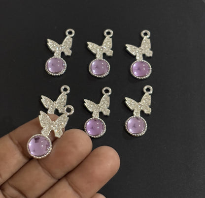 Two Pieces Lavender Crystal Butterfly Charms