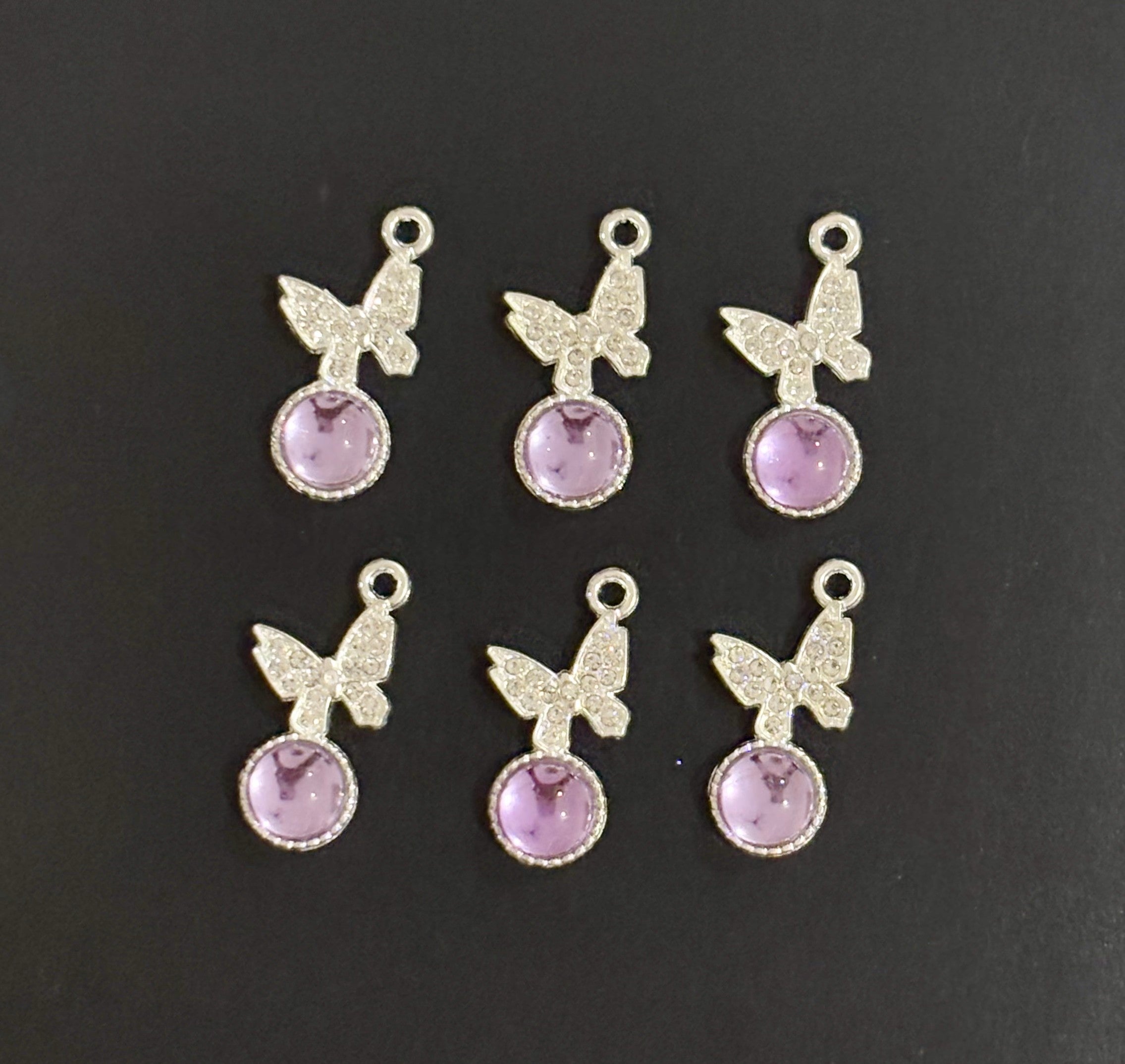 Two Pieces Lavender Crystal Butterfly Charms