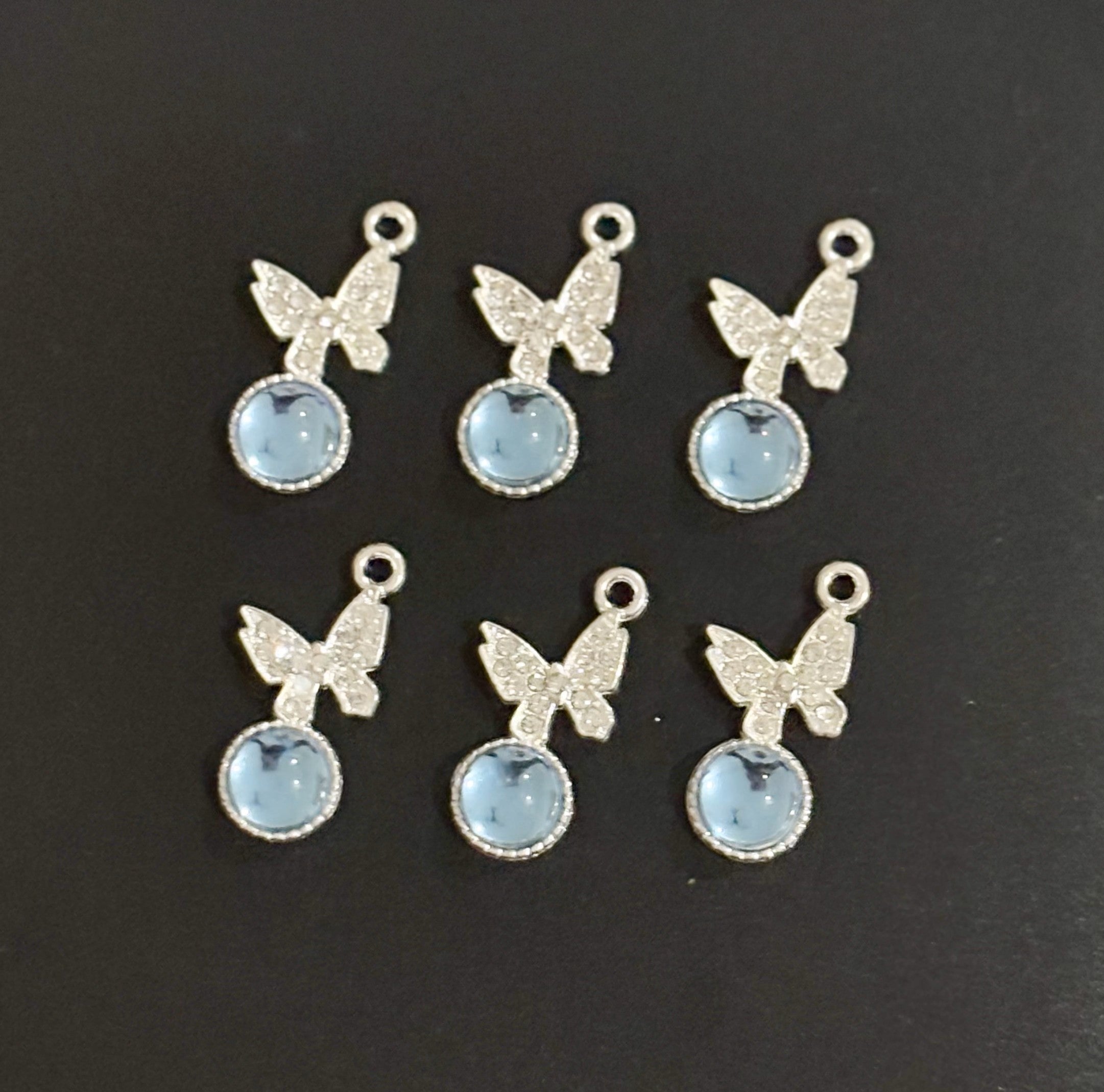 Two Pieces Blue Crystal Butterfly Charms