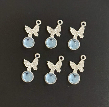 Two Pieces Blue Crystal Butterfly Charms