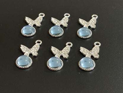 Two Pieces Blue Crystal Butterfly Charms