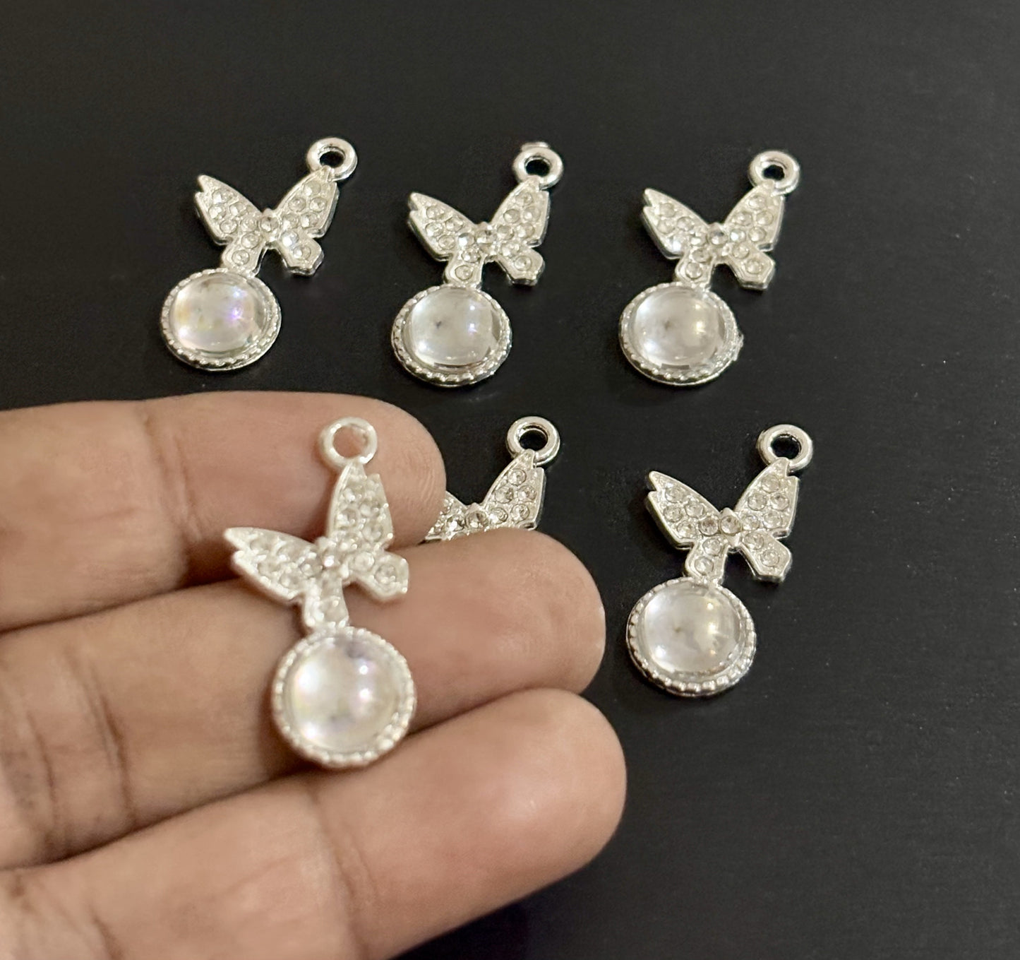 Two Pieces Transparent Crystal Butterfly Charms