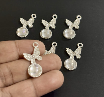Two Pieces Transparent Crystal Butterfly Charms