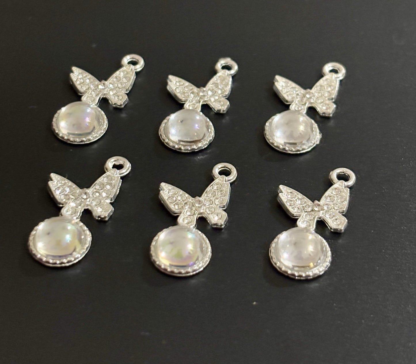 Two Pieces Transparent Crystal Butterfly Charms