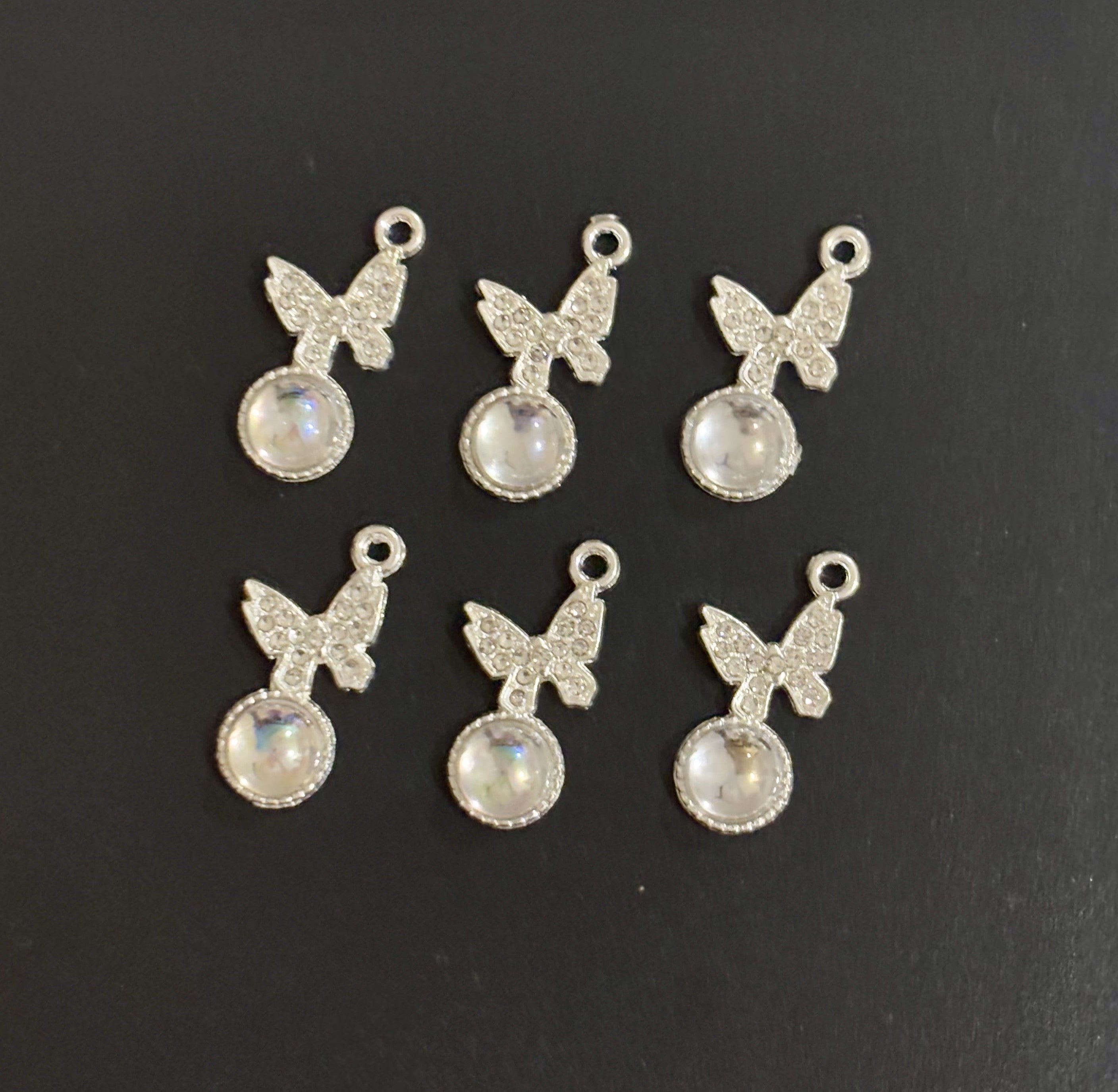 Two Pieces Transparent Crystal Butterfly Charms