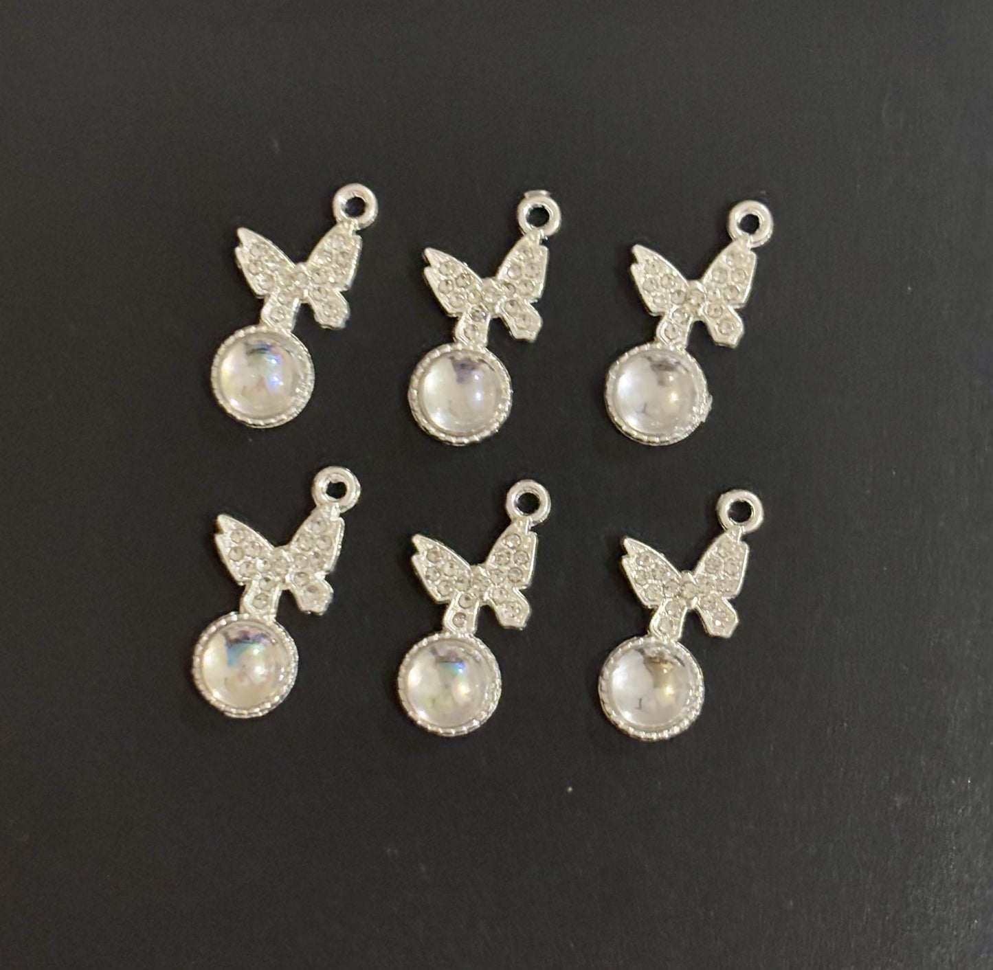 Two Pieces Transparent Crystal Butterfly Charms
