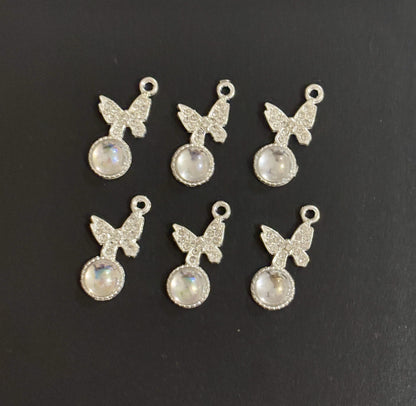 Two Pieces Transparent Crystal Butterfly Charms