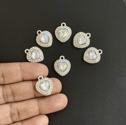 Two Pieces Iridescent Heart Charms