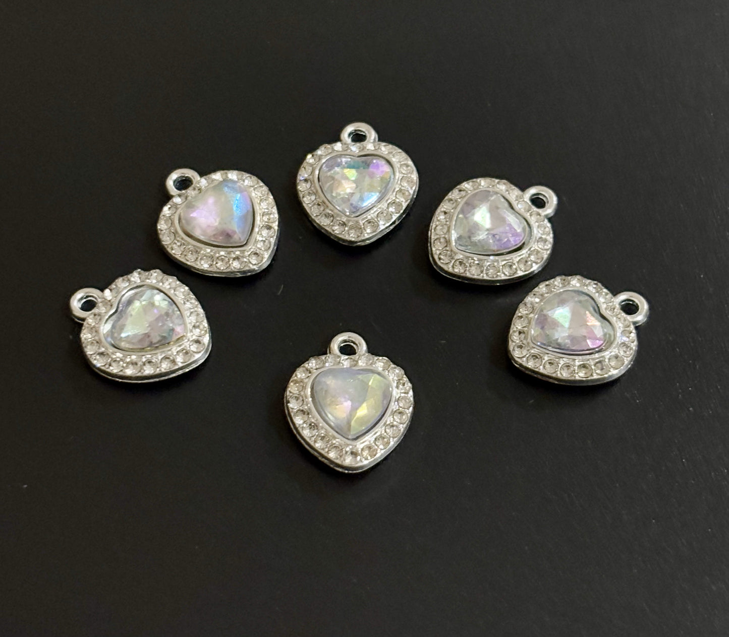 Two Pieces Iridescent Heart Charms