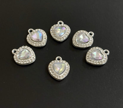 Two Pieces Iridescent Heart Charms