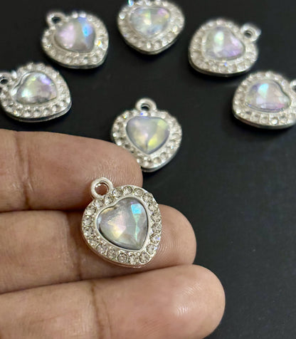 Two Pieces Iridescent Heart Charms