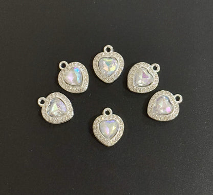Two Pieces Iridescent Heart Charms