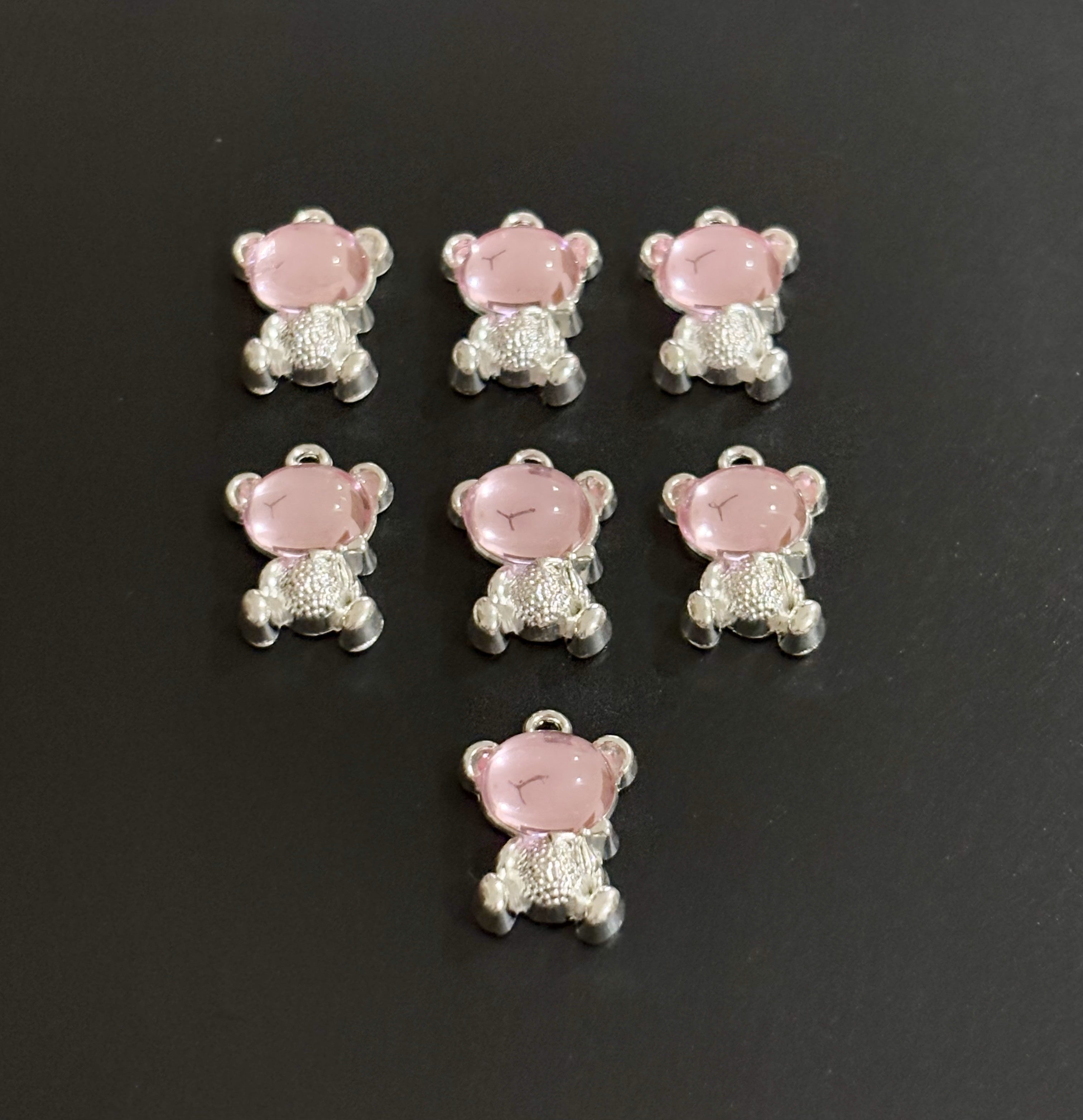 Two Pieces Pink Teddy Bear Charms