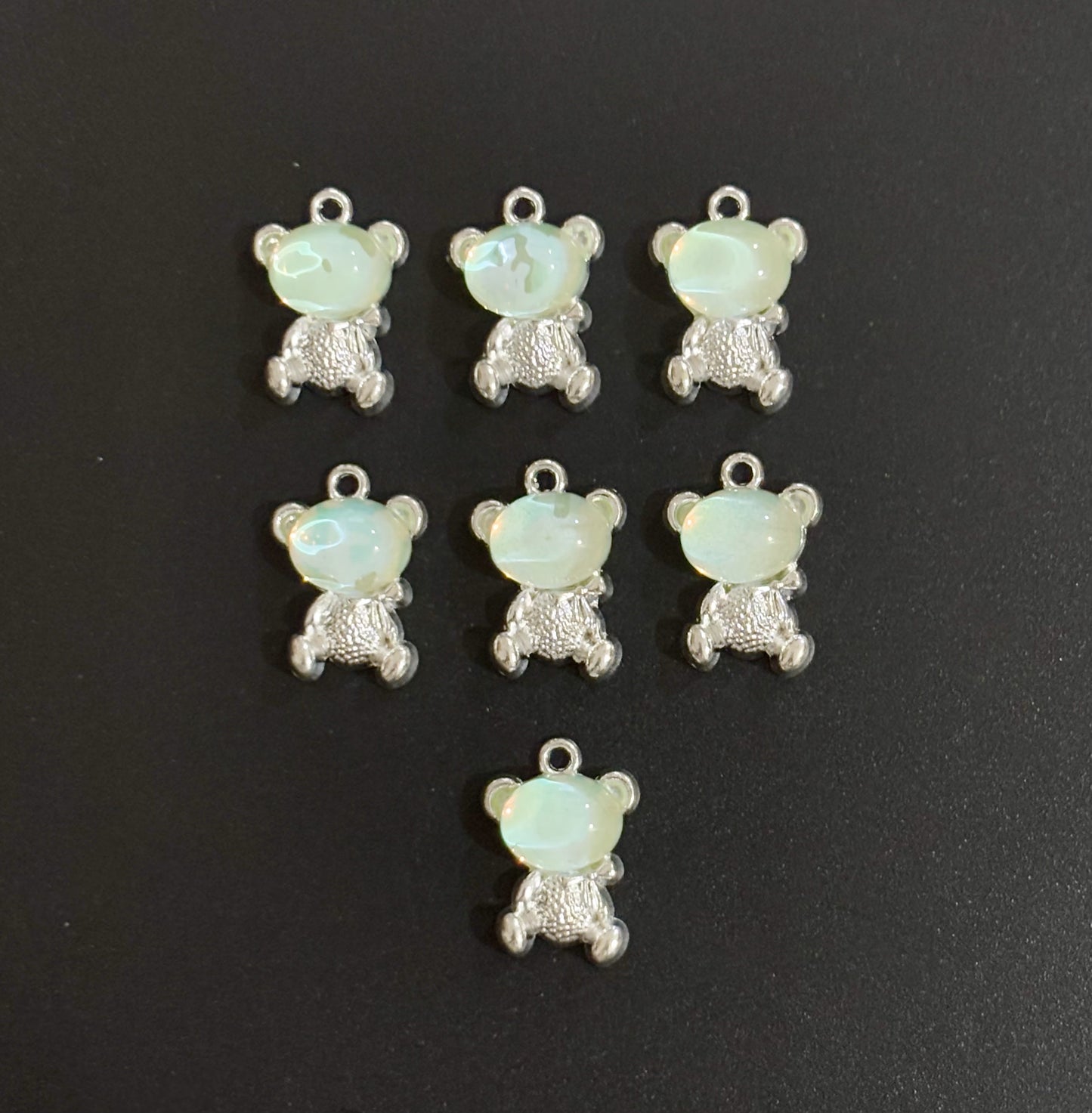 Two Pieces Light Green Teddy Bear Charms