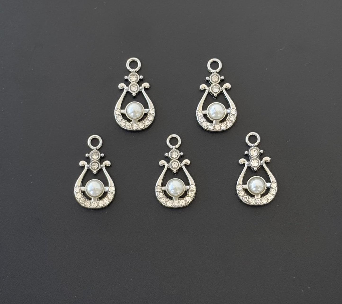 Two Pieces Vintage Silver Pearl Charms