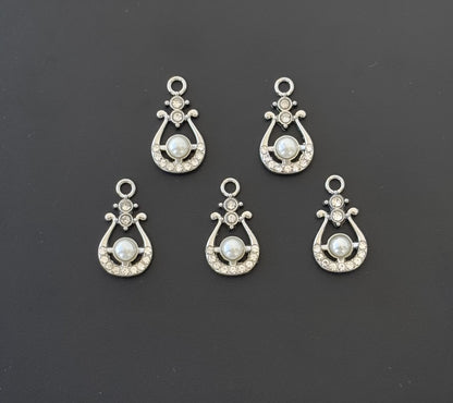 Two Pieces Vintage Silver Pearl Charms