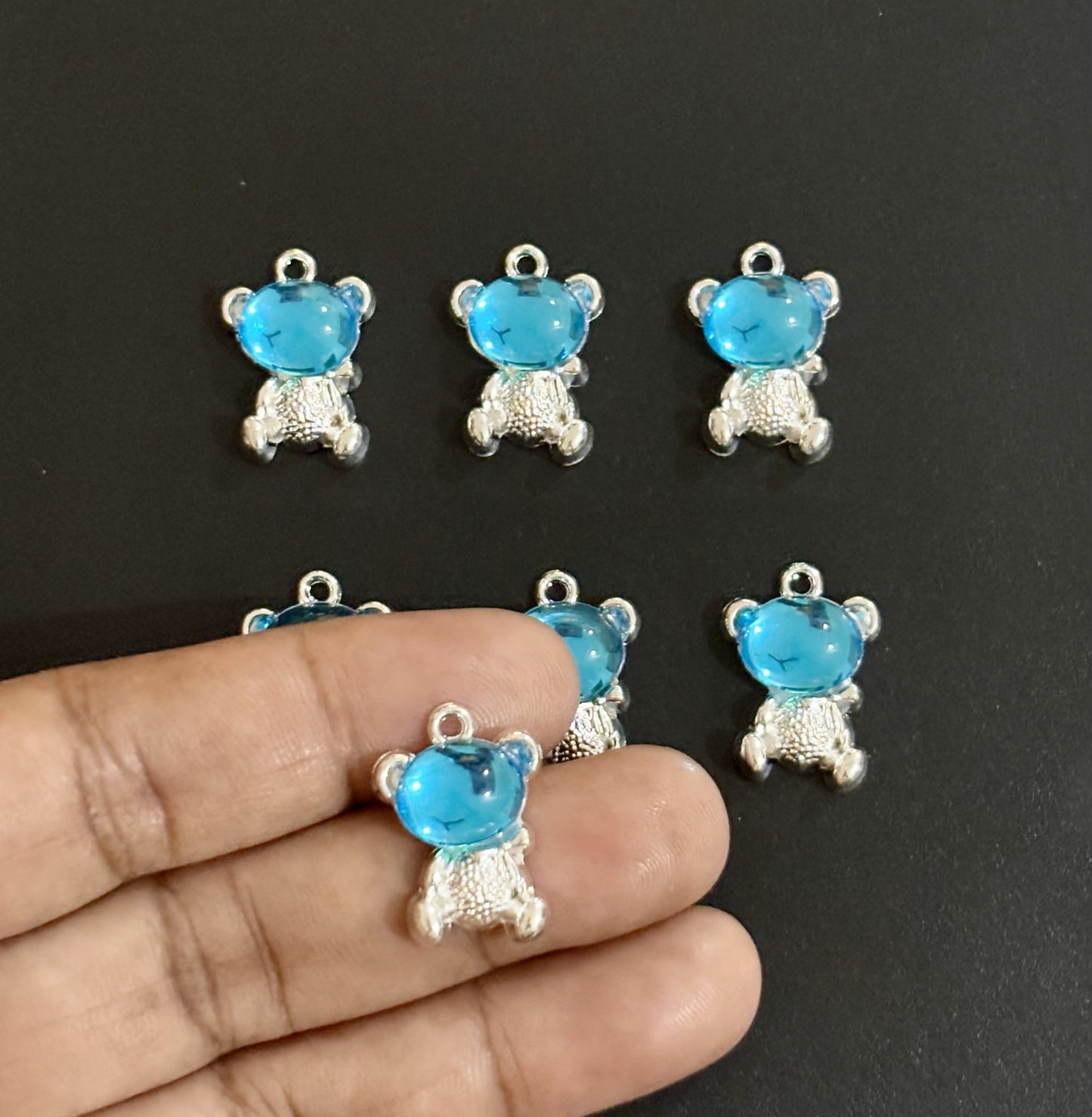 Two Pieces Blue Teddy Bear Charms