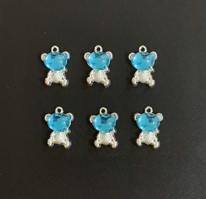 Two Pieces Blue Teddy Bear Charms