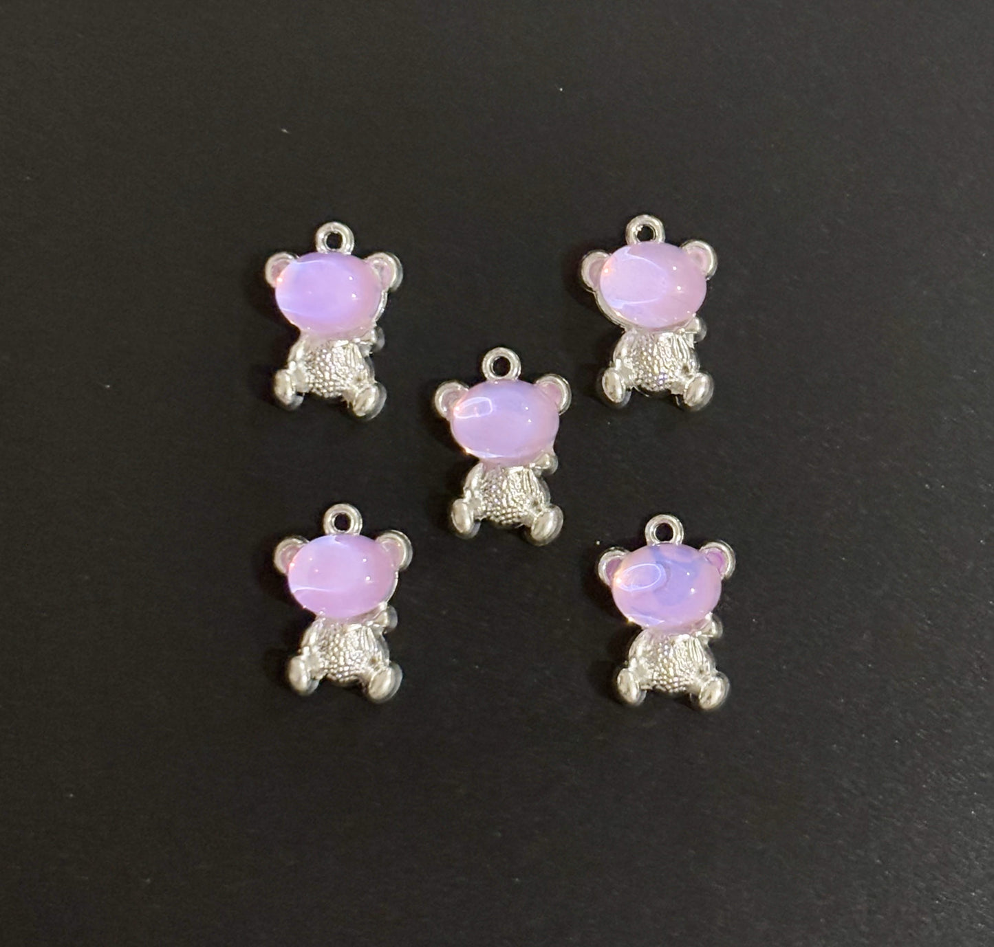 Two Pieces Lavender Teddy Bear Charms