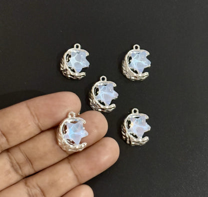 Two Pieces Blue Moon and Star Charms