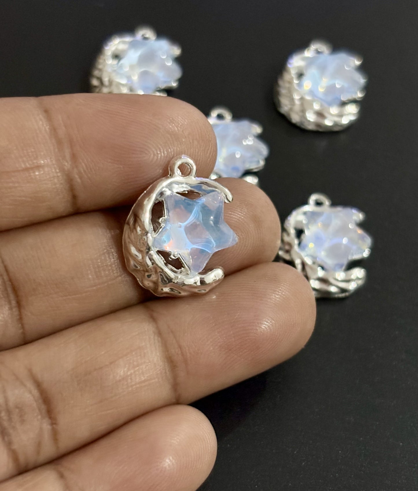 Two Pieces Blue Moon and Star Charms