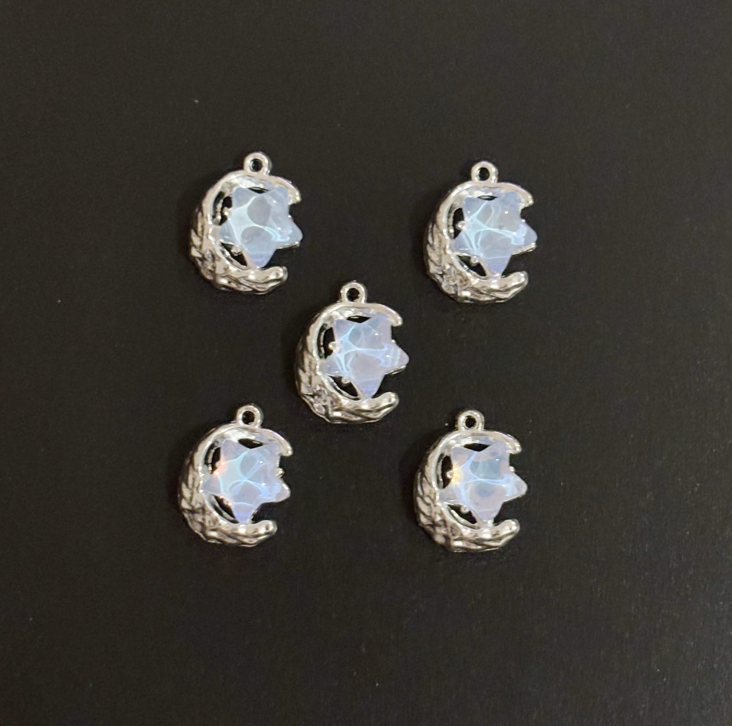 Two Pieces Blue Moon and Star Charms