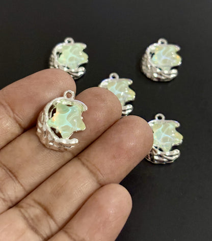Two Pieces Pale Green Moon and Star Charms