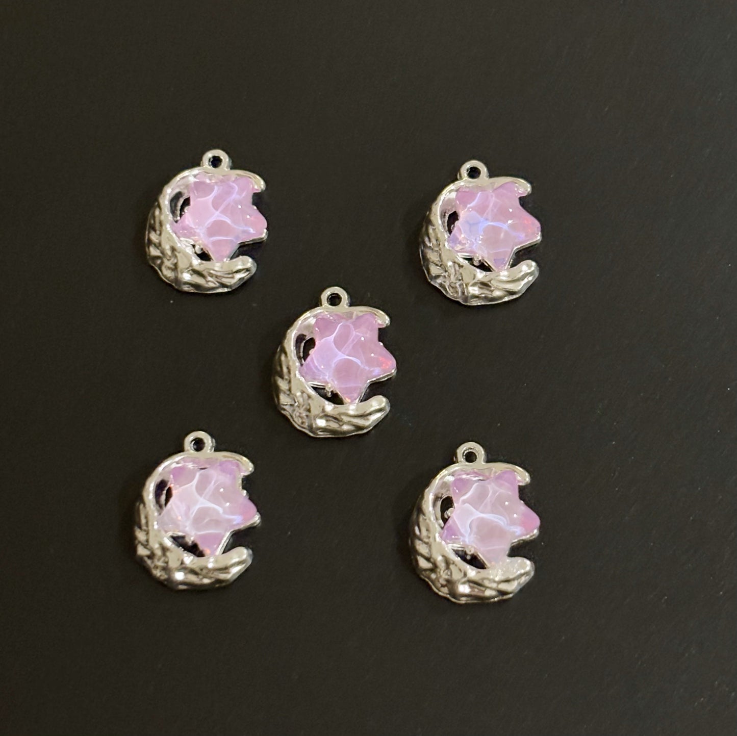 Two Pieces Lavender Moon and Star Charms