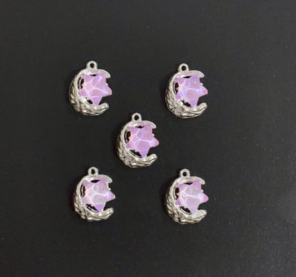 Two Pieces Lavender Moon and Star Charms