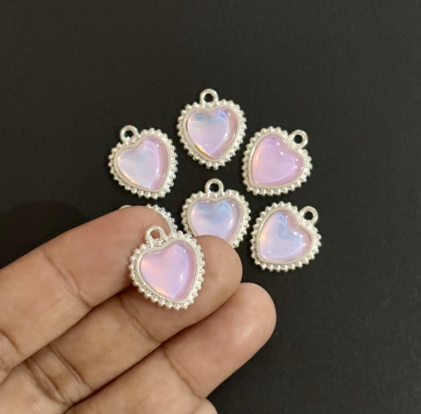 Two Pieces Crystal Heart Rhinestone Charms