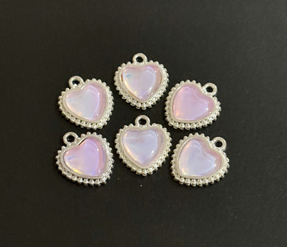 Two Pieces Crystal Heart Rhinestone Charms
