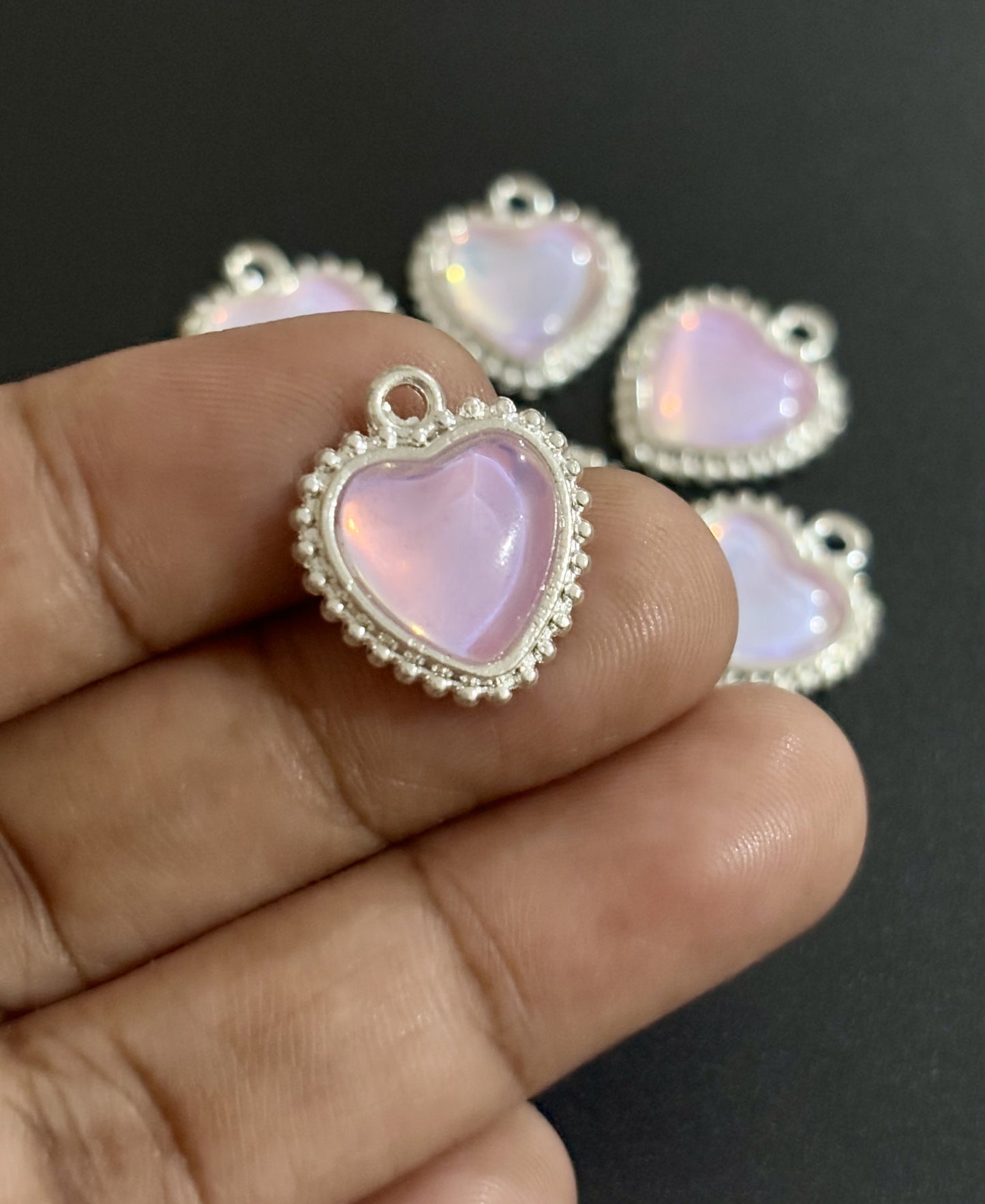 Two Pieces Crystal Heart Rhinestone Charms