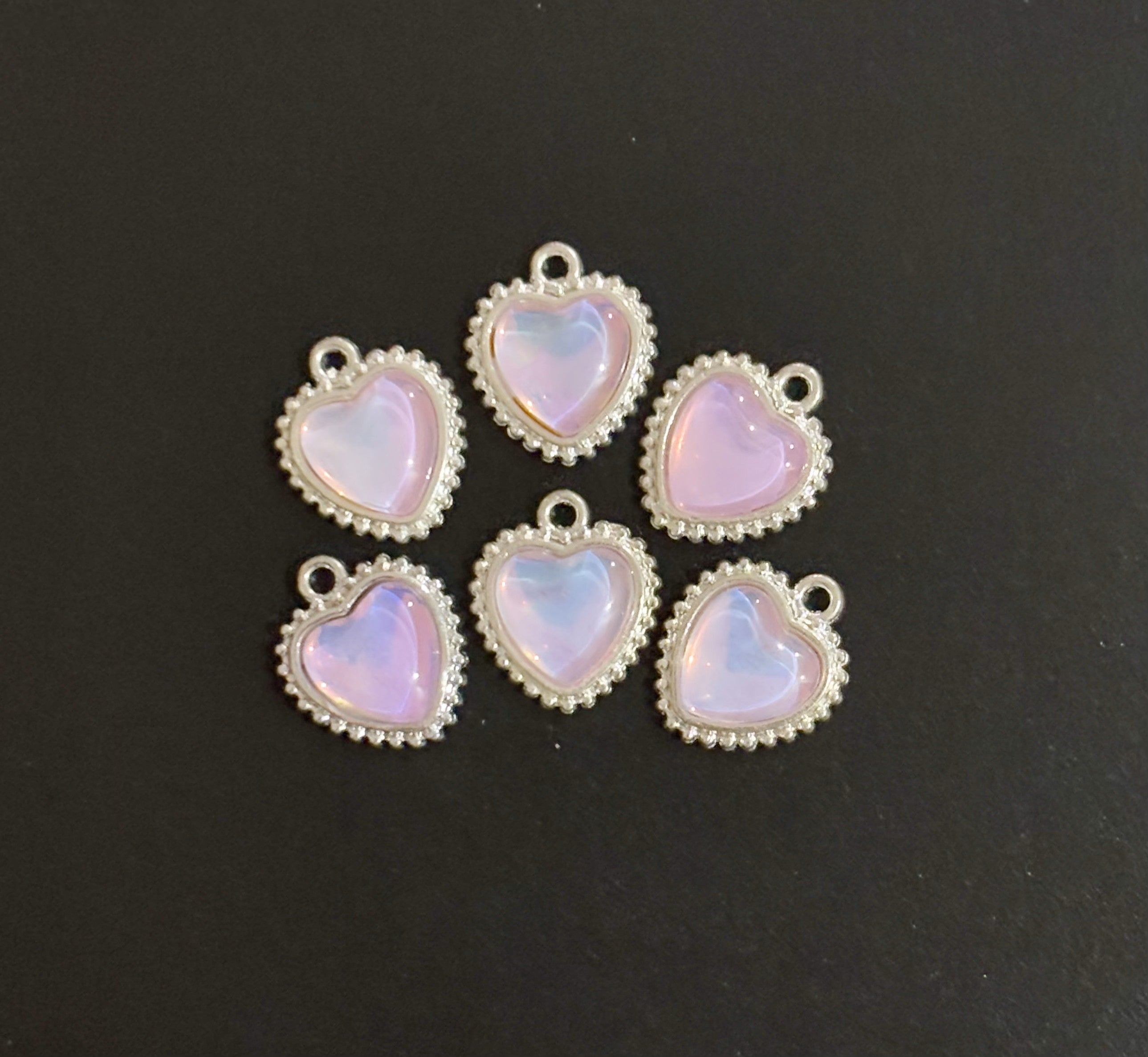 Two Pieces Crystal Heart Rhinestone Charms