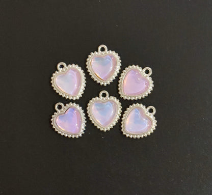 Two Pieces Crystal Heart Rhinestone Charms