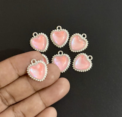Two Pieces Pink Heart Rhinestone Charms