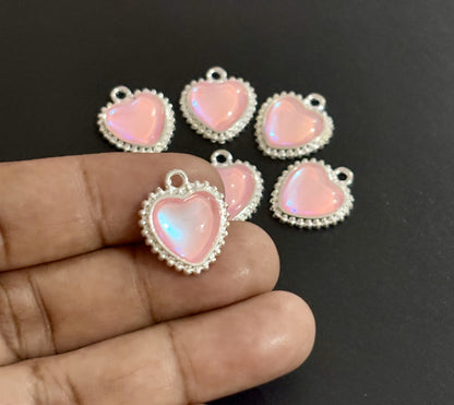 Two Pieces Pink Heart Rhinestone Charms
