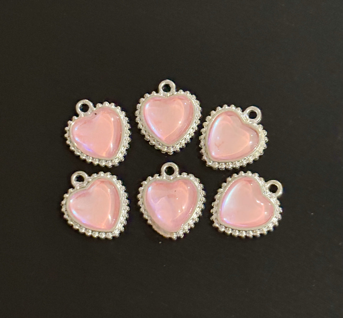 Two Pieces Pink Heart Rhinestone Charms
