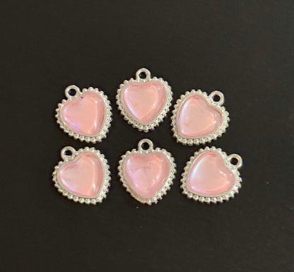Two Pieces Pink Heart Rhinestone Charms