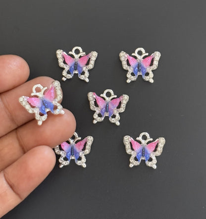 Two Pieces Pink and Blue Gradient Butterfly Charms