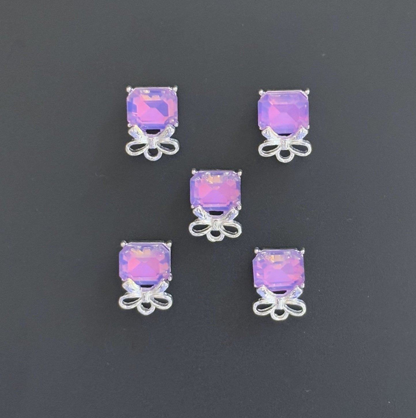 Two Pieces Purple Gem Bow Charms