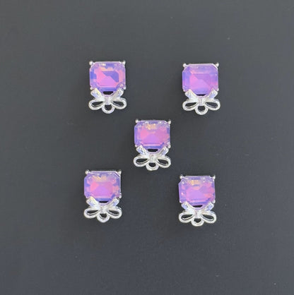 Two Pieces Purple Gem Bow Charms
