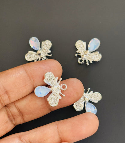 Two Pieces Blue Crystal Bee Charms