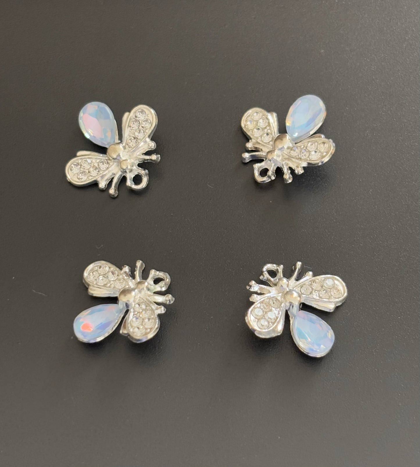 Two Pieces Blue Crystal Bee Charms